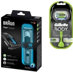 Braun HC5090 + Gillette Body Rasierer Haarschneider Silber 6